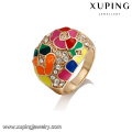 14380 Best selling jewelry rhinestone ring, latest 18k gold color ring designs for girls